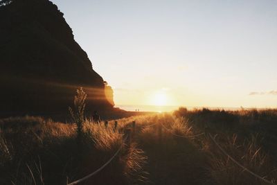 Scenic view of sunset over sea