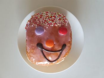 High angle view of breakfast in plate on table