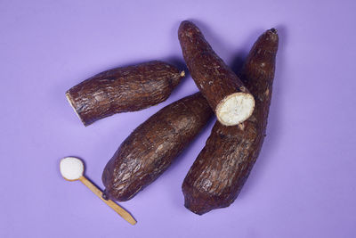 High angle view of food on white background