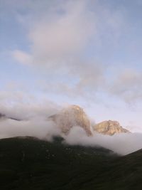 Scenic view of volcanic landscape against sky