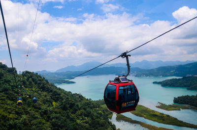 Overhead cable car in mountains