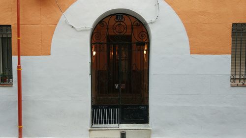 Closed door of building