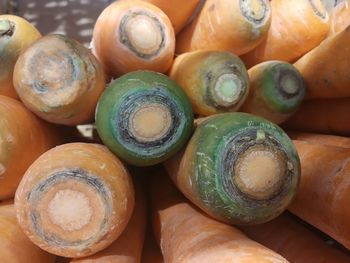 High angle view of pumpkins for sale in market