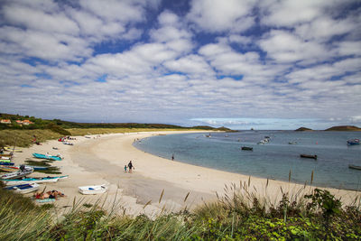 High angle view of beach against sky