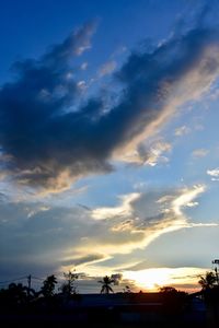 Low angle view of silhouette trees against sky during sunset