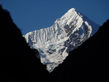 Scenic view of snow covered mountains