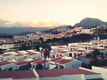 High angle view of residential district