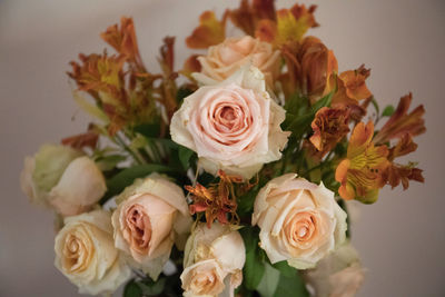 High angle view of rose bouquet