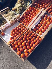 High angle view of fruits for sale in market