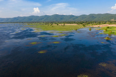 Scenic view of lake against sky