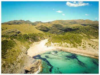 Scenic view of landscape against clear blue sky