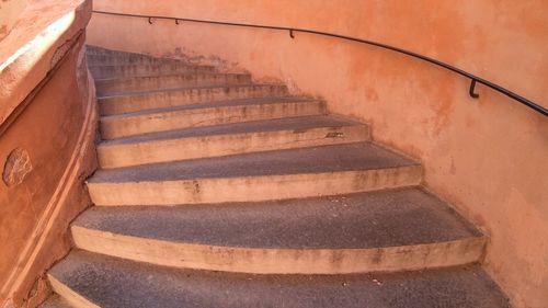 High angle view of spiral staircase in building