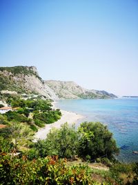 Scenic view of sea against clear sky