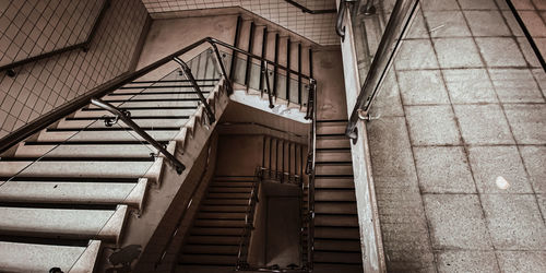 Low angle view of spiral staircase of building