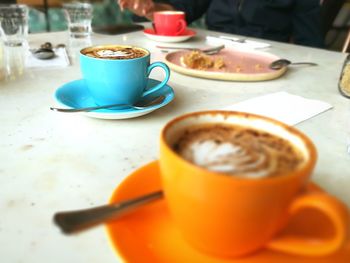 Cup of coffee on table