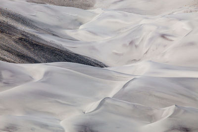 High angle view of snow covered land