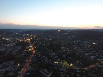 Aerial view of city at night