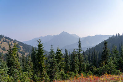 Scenic view of mountains against clear sky