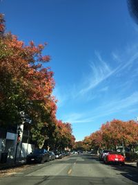 Cars on street in city against sky