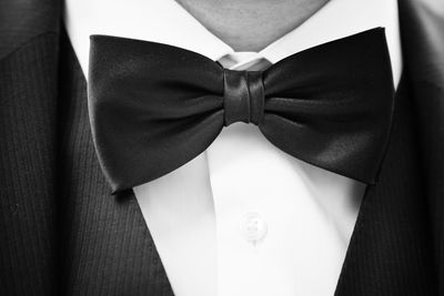 Close-up of man wearing bow tie