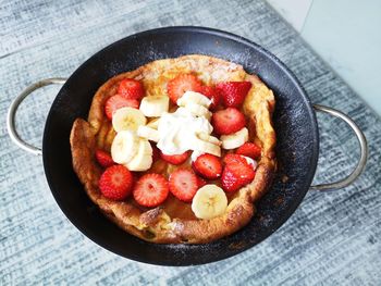 High angle view of breakfast in bowl on table