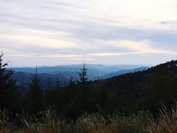 Scenic view of landscape against cloudy sky