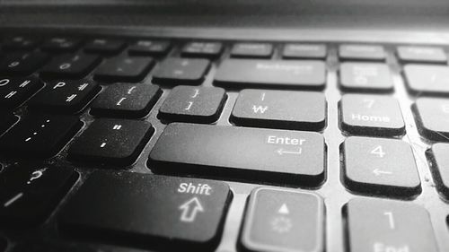 High angle view of computer keyboard