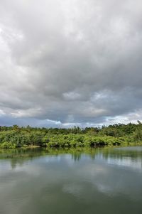 Scenic view of lake against sky