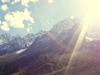 Scenic view of mountains against sky