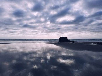 Scenic view of sea against sky during sunset