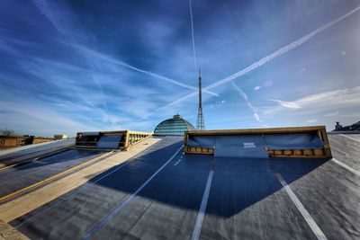 Cable car against blue sky