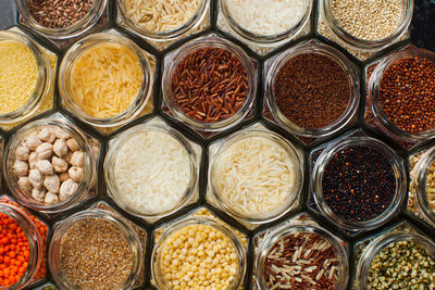 High angle view of spices in container