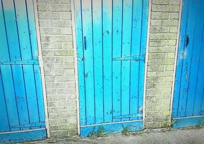 Close-up of closed blue door