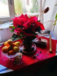 Close-up of fruits on table at home