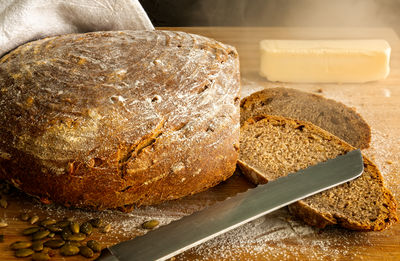 High angle view of bread on table