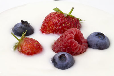 Close-up of strawberries in plate