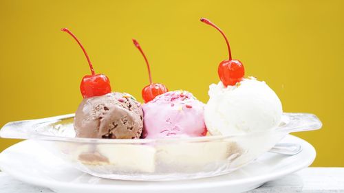 Close-up of ice cream in plate