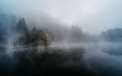 Scenic view of lake against sky