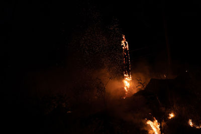 Close-up of bonfire at night