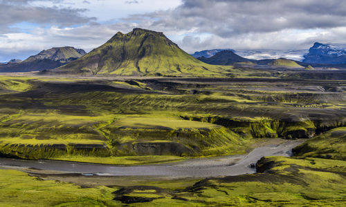 Scenic view of mountains against sky