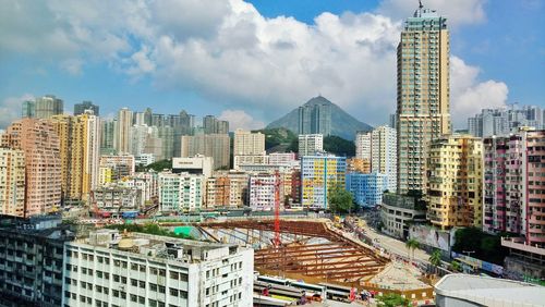 View of skyscrapers in city