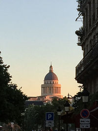 Low angle view of building against clear sky