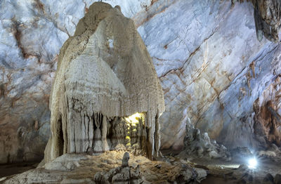 Low angle view of rock formation in cave