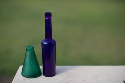 Close-up of empty containers on table