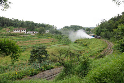 Scenic view of land against clear sky