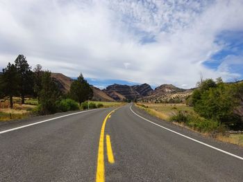 Surface level of road against sky