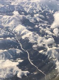 Aerial view of snow covered landscape