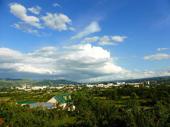 High angle view of townscape against sky