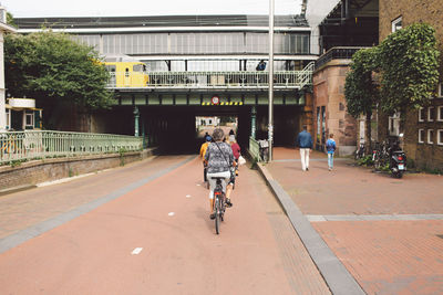 People on street in city