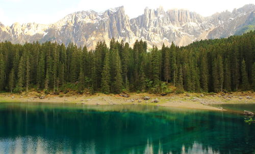 Scenic view of lake and mountains